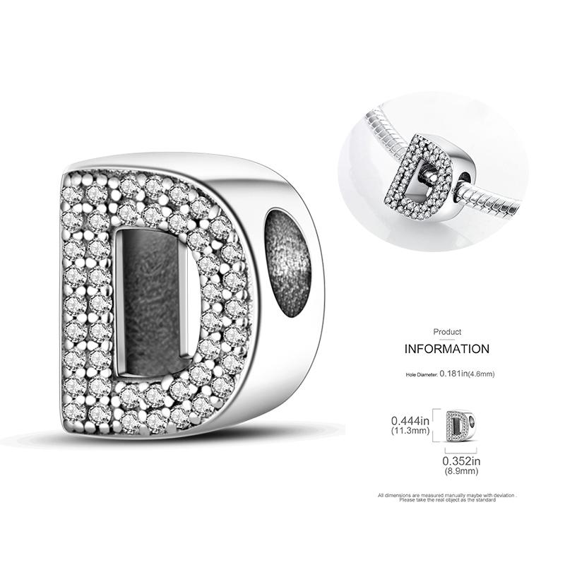 26 A-Z Alphabetperlen Kupfer Liebesbrief-Anhänger Passend für Original 3mm Damenarmband Armreif Cz Zirkonperle DIY Schmuck Geschenk