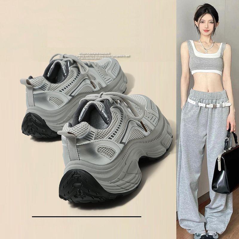 

22 summer new models show small and breathable feet, thick-soled dad shoes ins small height-increasing sports and leisure shoes Hongjie 35
