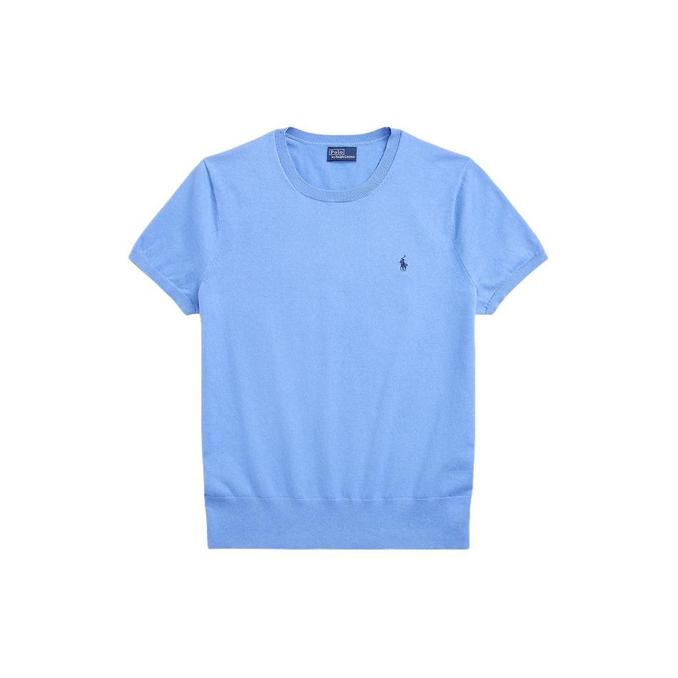 

Polo Ralph Lauren FW23 Однотонный трикотажный топ с вышивкой в виде маленького пони, круглым вырезом, свободного кроя, с коротким рукавом Женские топы Синий WMPOSWENC020943-400 S