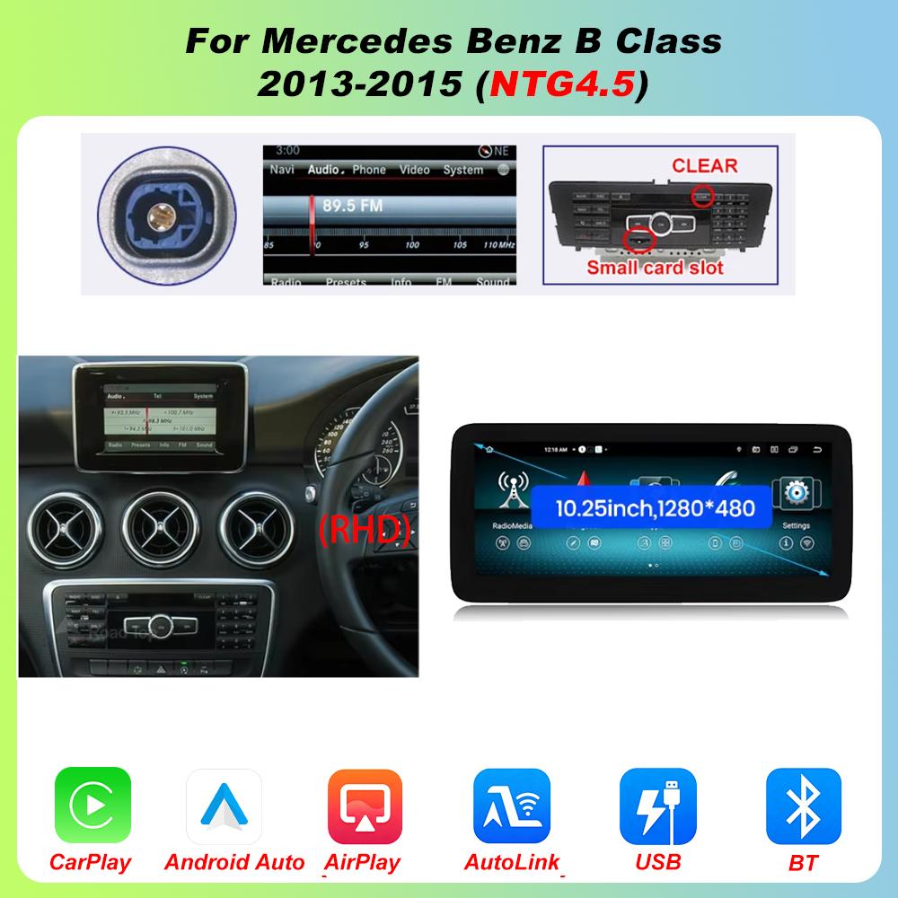 Wireless Carplay Linux Screen For Mercedes Benz A B Class CLA GLA W176 W246 2013-2015 NTG4.5 Android Auto Radio GPS Multimedia