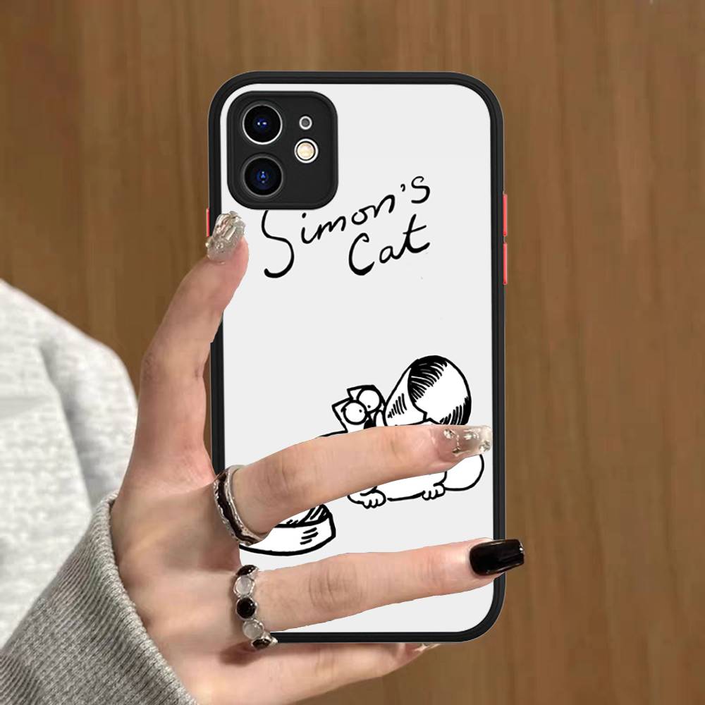 Cute S-Simons Cat Phone Case For IPhone 16 15 14 Plus 15 13 12 11 Pro Max X XS MAX Matte Cover