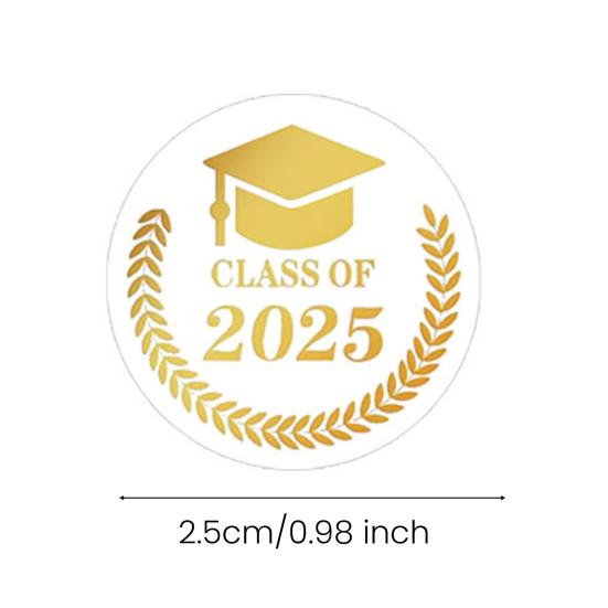 Graduation Stickers Class of 2025 Graduation Cap Envelope Seal Stickers Transparent Gold Foil Labels for Announcements Invitation Grad Party Favors
