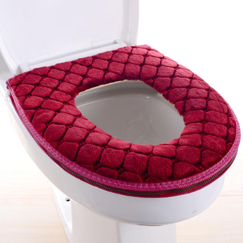 Winter Warm Plüsch Toilettendeckel Home Wasserdicht Universal Modell Toilettenring Waschbar Reißverschluss Badezimmermatte Dekorativer Toilettensitz