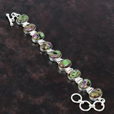 Kupfer Rubin Zoisit Armband Handgefertigter stilvoller Schmuck 925 Sterling Silber Armband Edelstein Armband Verstellbares Kettenarmband Geschenk für Frau