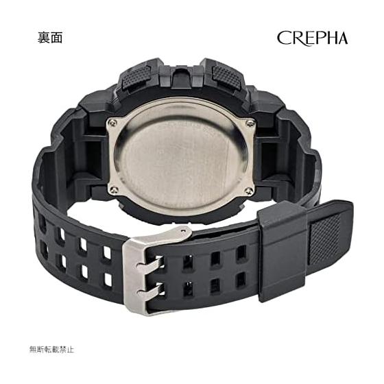 CREPHA Digital TELVA Multifunctional Life Waterproof 5 ATM Stopwatch Everyday Use Urethane Belt Black Men's Sports TE-D282-BK