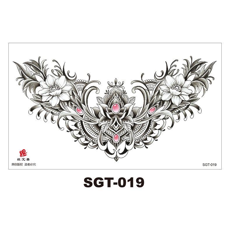 Chest Large Pattern Chest Sticker Male And Female Simulation Disposable Flower Body English Faucet Plain Flower Tattoo Sticker