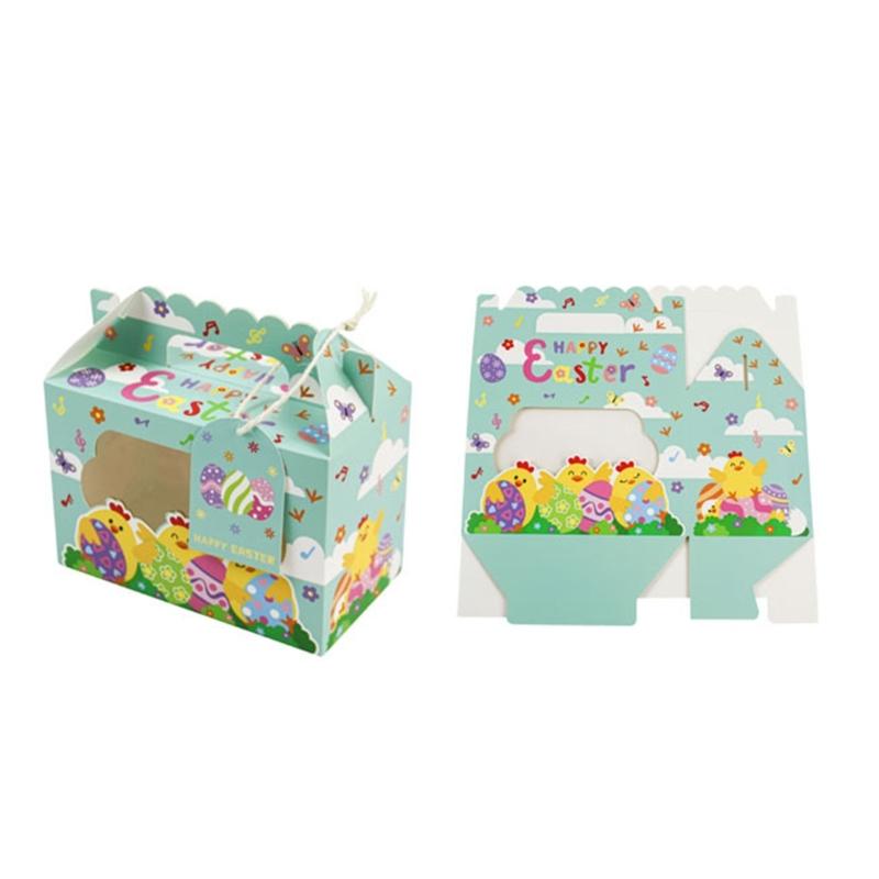 12Pcs Easter Themed Gift Packaging Boxes with Handles and Clear Window Candy Chocolate Holder Case for Holiday Supplies