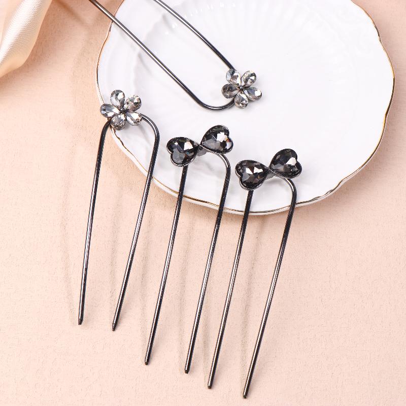 2Pcs Vintage Ancient Style Flower U-Shaped Hairpin Temperament Bow Hair Sticks Fairy Retro Hair Accessories Girl Gifts
