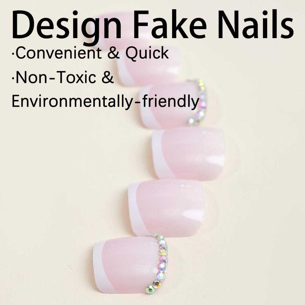 New French White Diamond Pink Translucent Toenail Tips – Essential Summer Wear