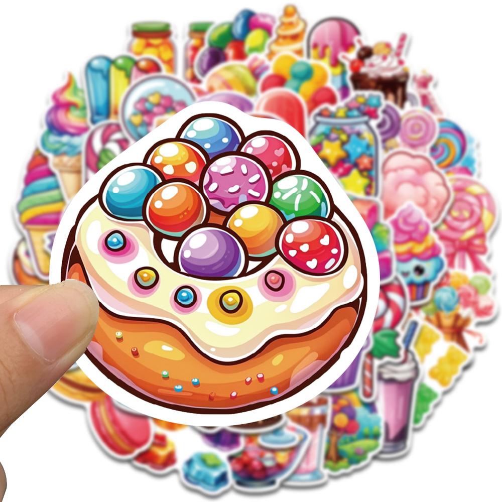 50PCS Rainbow Candy Creative Stickers Painting Aesthetic Cute Style Retro Laptop Scrapbooking Luggage Graffiti Waterproof Decals