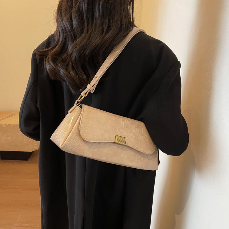 2023 Новая Стильная Французская Ретро Сумка Через Плечо Женская Городская Минималистичная Сумка с Текстурой Крокодила хаки