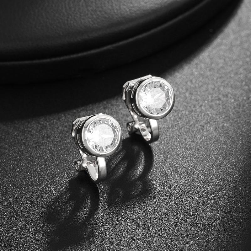 Cute Sparkly Round Heart Zirconia Non Pierced Earrings for Female Graceful Elegance Clip on Earrings Women's Jewelry Trendy