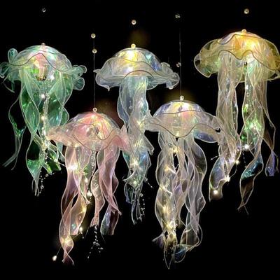 Jellyfish Lamp Portable Flower Lamp Jellyfish Wind Chimes Bedroom Night Light Hanging Lantern Home Decoration Girl Birthday Gift