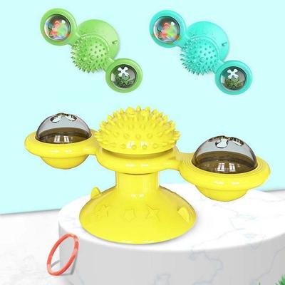 Interactive Windmill Cat Toy Kitten Puppy TPR Pet Training Toy PC Glowing Rotating Rotatable Plaything for Cat Brush Teeth