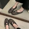 Fashion Women Shoes 2025 Summer New Mesh Breathable Metal Decoration Flat Shoes Comfortable Soft Sole Round Toe Fashion Mary Jane Shoes