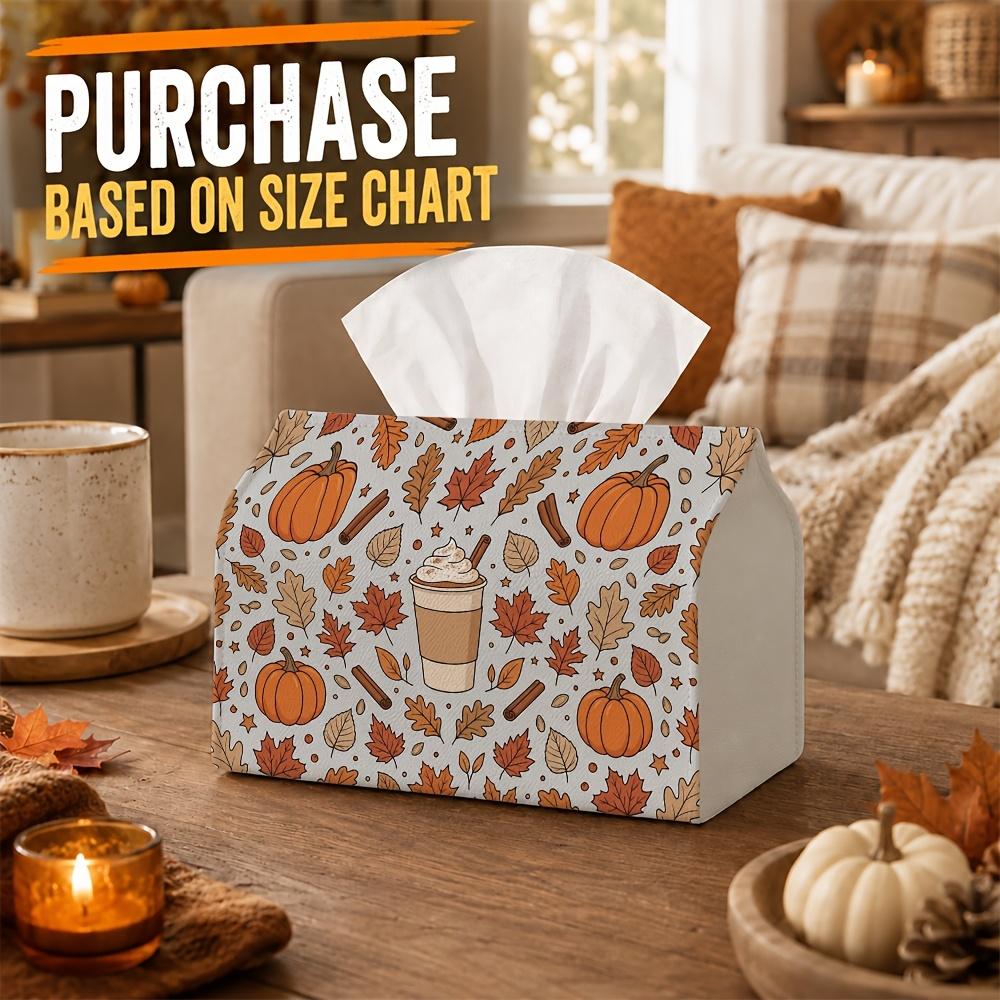 1pc Cozy Cafe Lifestyle Tissue Box | Multi-functional Fall Napkin Dispenser,available Suitable for Home, Thanksgiving Parties,Coffee Cup Cinnamon Gour