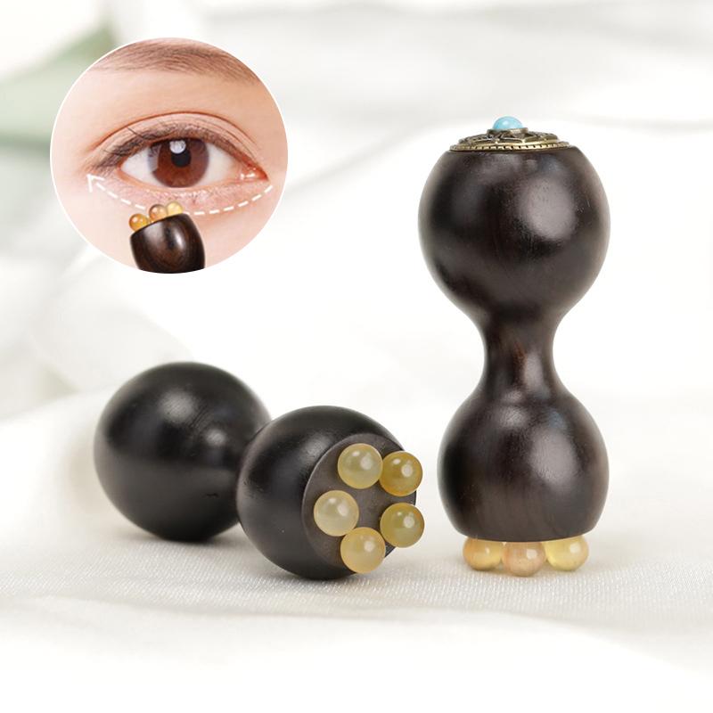 Bastão de Massagem Gua Sha de Jacarandá – Para Cuidados Faciais, Antienvelhecimento e Relaxamento dos Olhos com Design Giratório