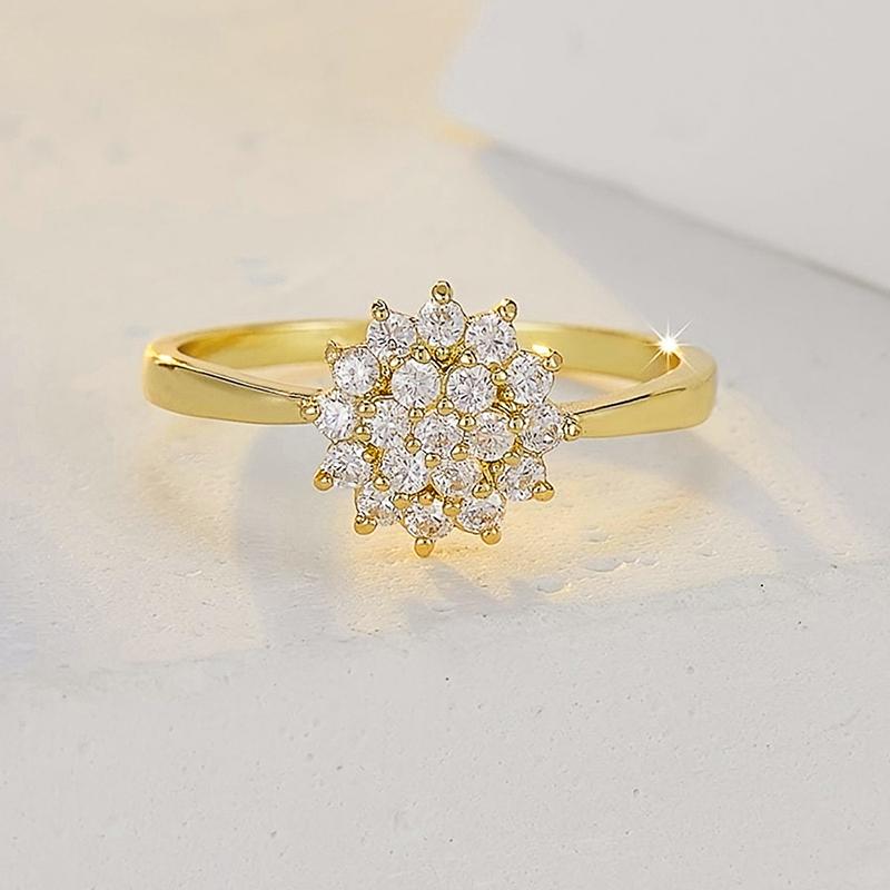 Huitan Versatile Simple Women Ring Charming Flower Design Inlaid Brilliant CZ Fashion Party Accessories Fancy Wedding Jewelry
