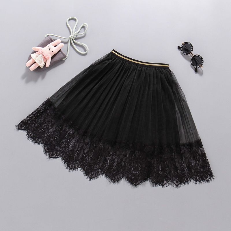 Children's Clothing Girls' Half Skirt Summer Children's Mesh Skirt Long Skirt Girls' Puffy Skirt Lace Pleated Skirt