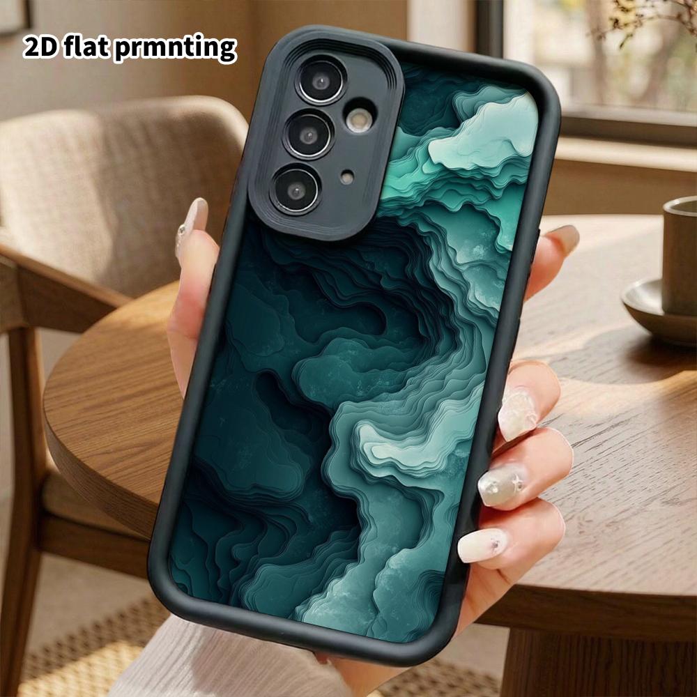 Phone Case: 2D Flat Samsung Galaxy A34 A35 M05 M06 S20 S22 S21 FE Plus 5G Gradient Protective Case, Lake Green Gradient, Christmas and Halloween Gift