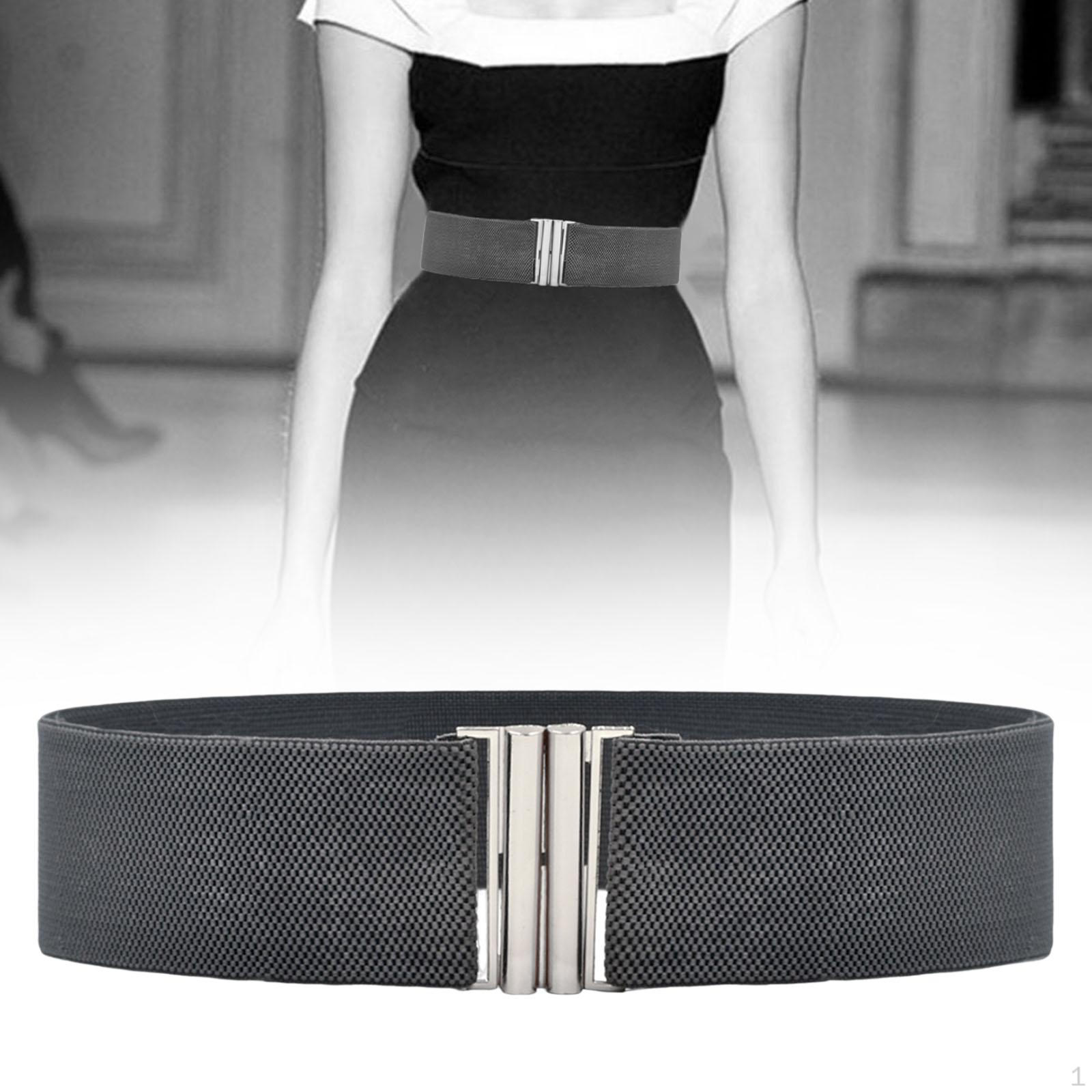 

Стильный женский эластичный пояс с шикарной пряжкой темно-серого