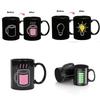 Farbwechselnde Keramiktasse mit Glühbirnen-, Tetris- und Batteriemuster zum Verschenken und für Werbezwecke