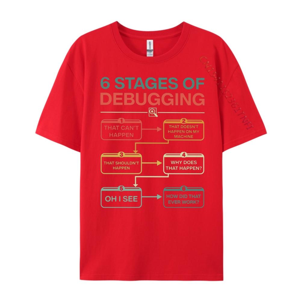 

6 Stages Of Debugging Christian Tshirt Men Mens TShirts Graphic T Shirts Breathable Streetwear Camiseta S