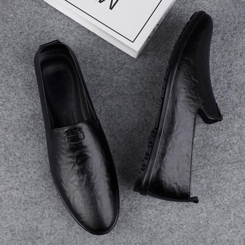 Simple Business Casual Shoes Handmade Leather Loafers Leisure Slip on Footwear Lightweight Moccasins Versatile Man Walking Shoes