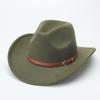 European, American men and women autumn and winter fashion woolen jazz hat ethnic style big-brimmed top hat British belt retro top hat