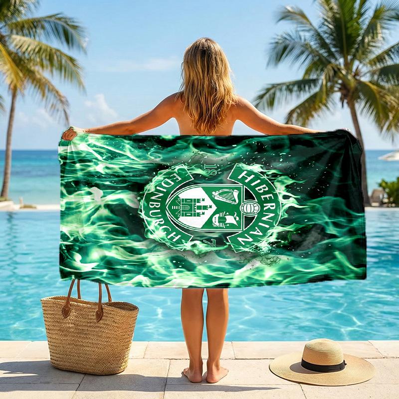 Hibernian FC Aufdruck Schnelltrocknendes Strandtuch Mikrofaser Saugfähig Tragbares Reise-Badetuch