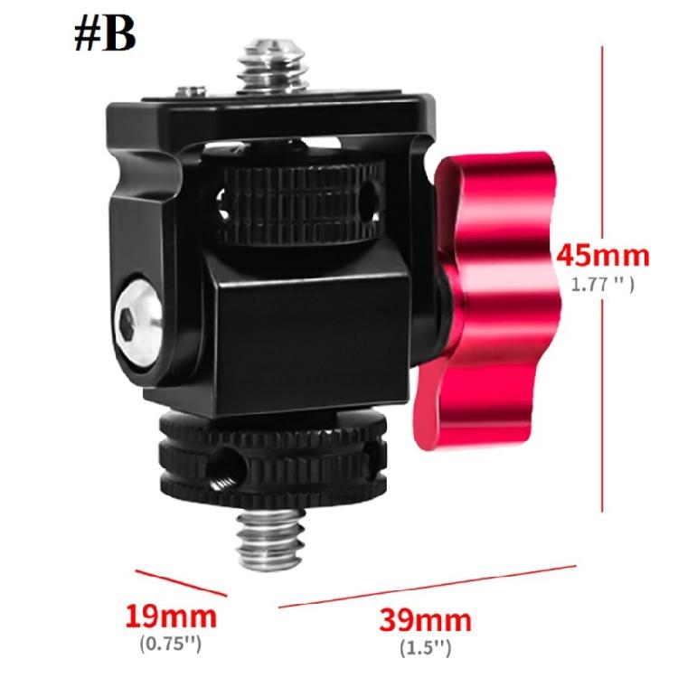 Monitors Holder Mount Swivels Tilt Monitors Clamp with Cold Shoe Locating Pin 1/4inch Hole for Camera Flash Light