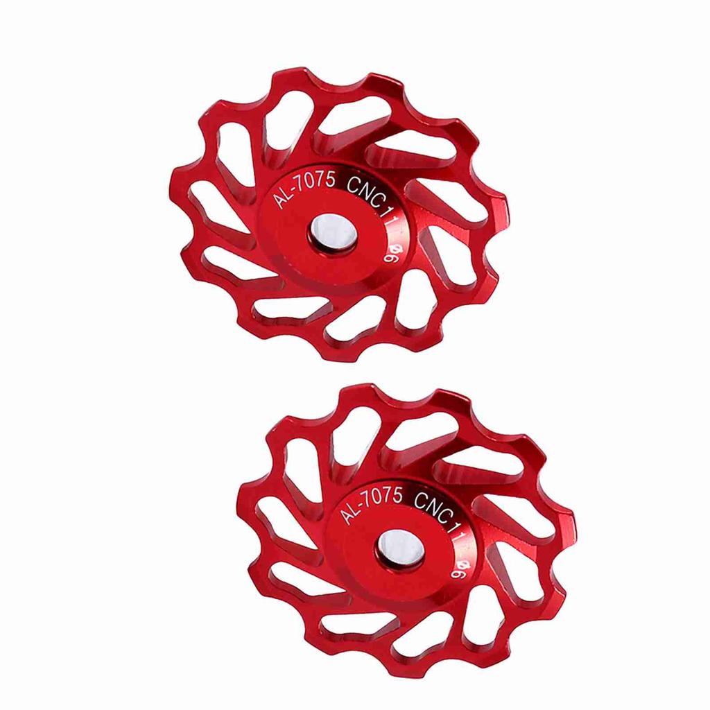 2 X CNC Alloy Wheel Rear Derailleur Pulley For Road Bike(red 11T)