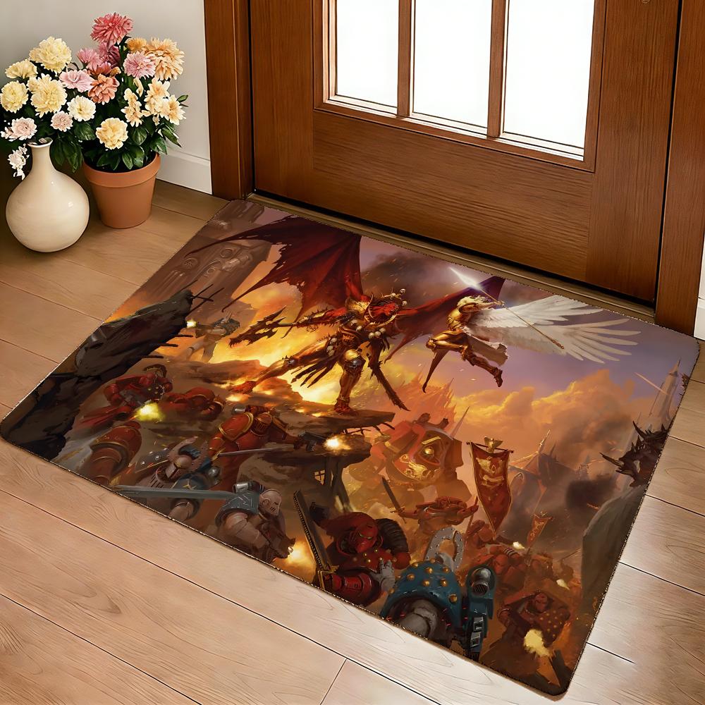 W-W-Warhammer Podložka na podlahu Útulný flanel Měkká silná protiskluzová podložka pro obývací pokoj ložnici kuchyň Dekorace Koberce