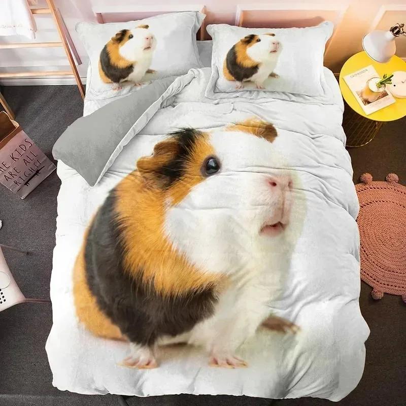 Guinea Pig Bedding Set Cute Mouse 3D Duvet Cover Animal Comforter Cover for Kids Boys Girls Teen Soft Twin Polyester Quilt Cover