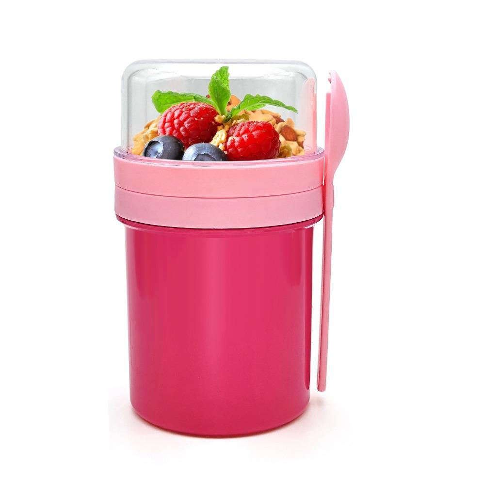 with Spoon Breakfast Cup Double Layer Yogurt Container Kitchen Tableware Fruit Cup  Snack 250/450 ML розы красного