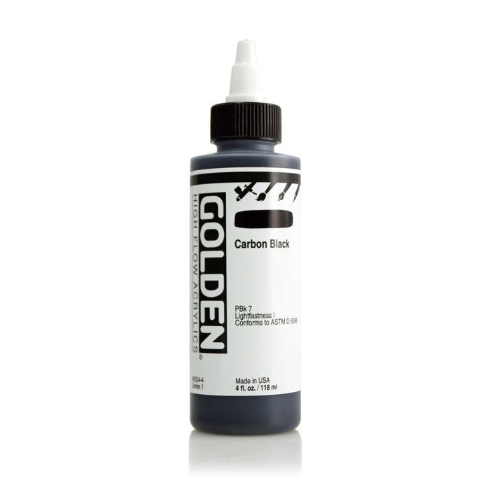 Acrylic Paint - Golden - High Flow - 119ml - Carbon Black - Ideal for Illustration