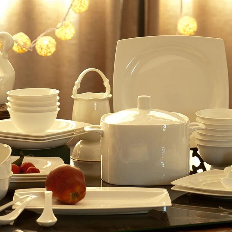 Ling s Pure White 58-Piece Bone China Dinnerware Set