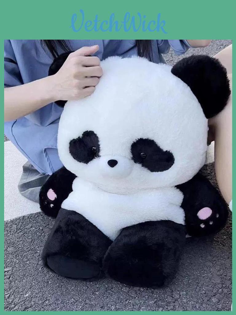 Plüsch-Panda-Rucksack für Mädchen, weiche Cartoon-Schultasche mit Reißverschlusstasche