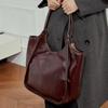 HIFASHION Genuine Leather Women Shoulder Bags Retro Large Capacity Cowhide Hobo Purses Big Bucket Shopping Travel Tote Handbags