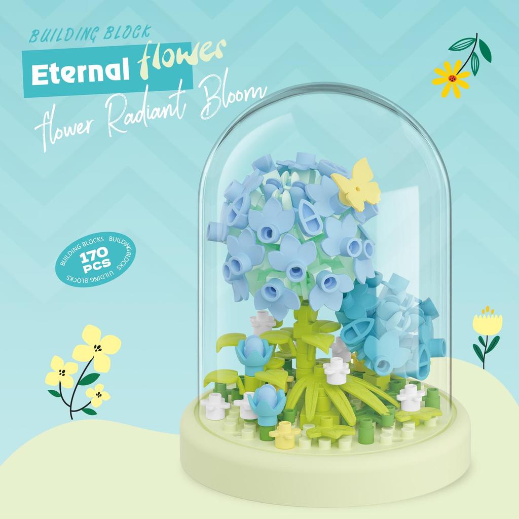 Eternal Flower Bouquet Building Blocks Kids Toy Mini Bricks Girl Series Rose Gift for Valentine Birthday