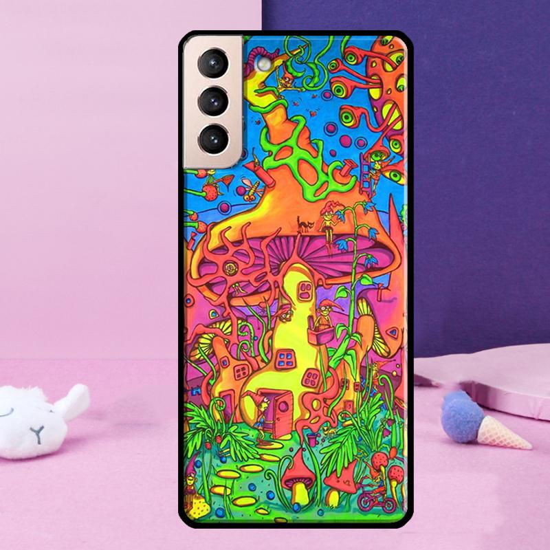 Trippy Mushroom Psychedelic Art Phone Case For Samsung Galaxy S25 S24 Ultra S9 S10 S20 S21 S22 Plus S23 FE S24 FE Cover