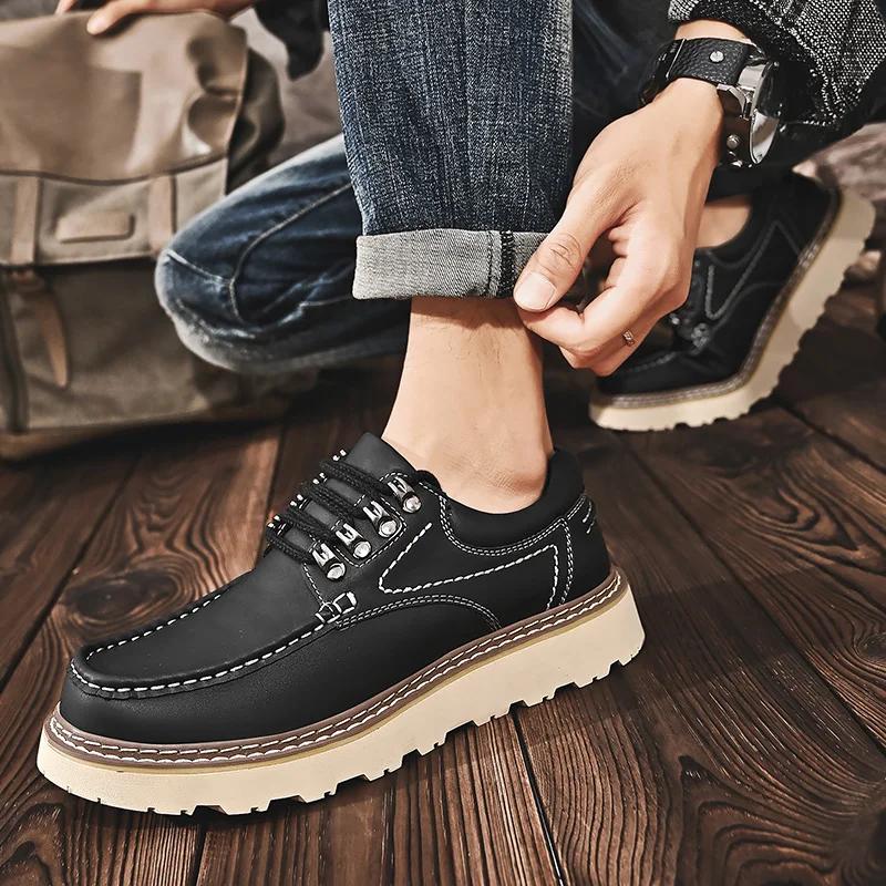 Pánské venkovní turistické boty Tenisky Letní nazouvací ležérní pánské boty Prodyšná semišová kožená obuv Protiskluzové vycházkové boty Obuv