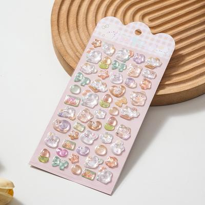 3D Embossed Crystal Animal Stickers - Fun Cartoon Reward Decals for Kids Perfect for DIY Decoration and Holiday Gifts