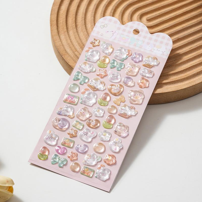 3D Embossed Crystal Animal Stickers - Fun Cartoon Reward Decals for Kids, Perfect for DIY Decor & Holiday Gifts
