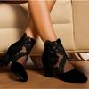 Women's Retro Lace Mesh High Heel Boots Fall New Plus Size Booties