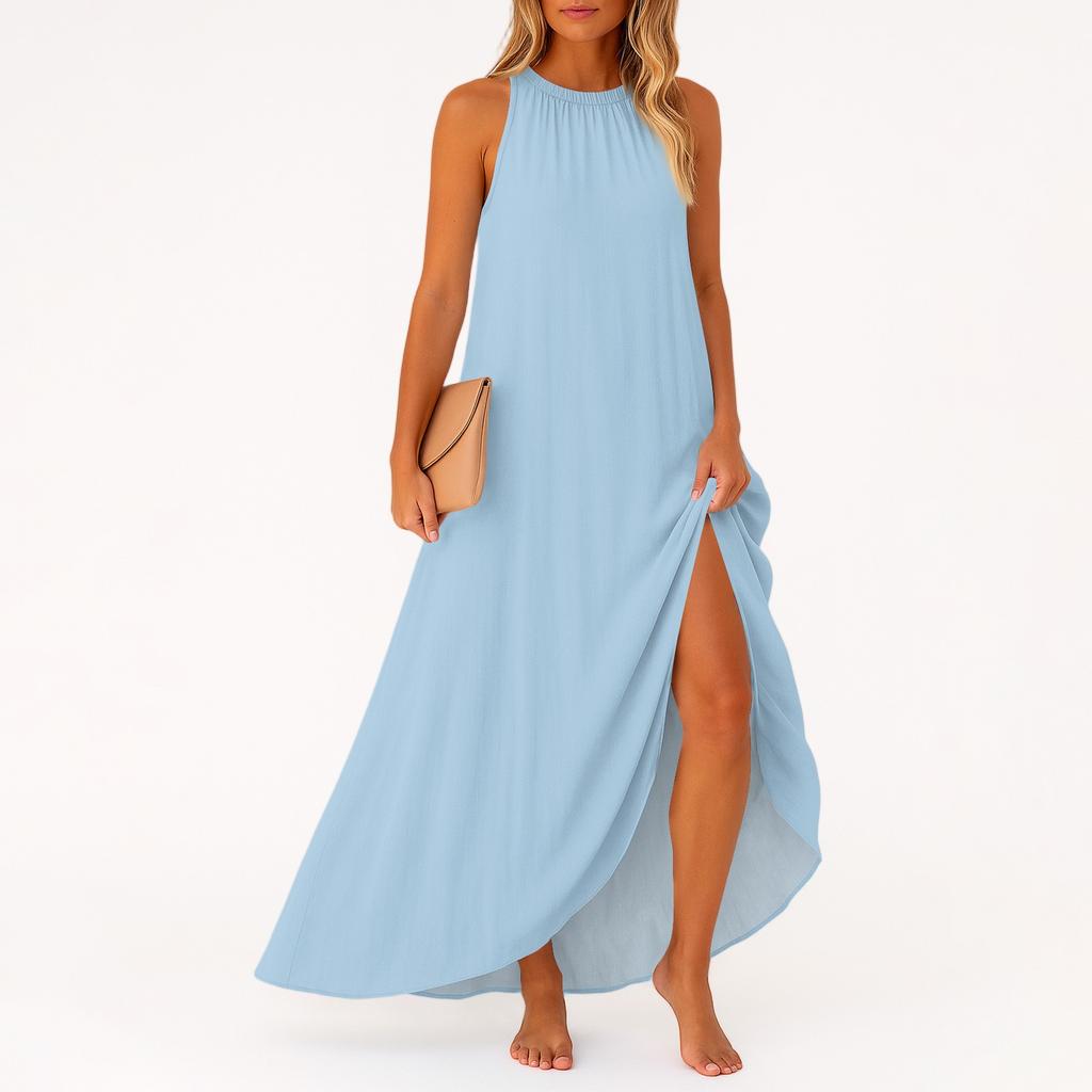 Women's Casual And Fashionable Round-neck  Sleeveless  Mid Length Dress