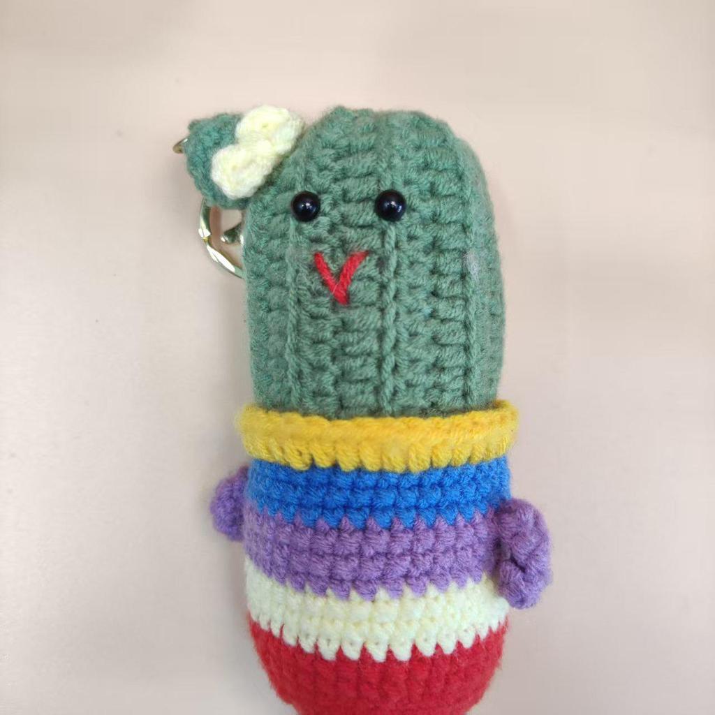 Handmade Crocheted Cucumber Doll Keychain: Emotional Support & Positive Energy Decor Gift