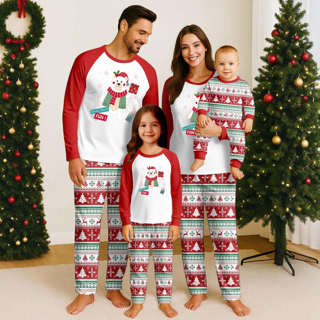 Christmas Day Prints Family Matching Long Sleeve Tops+Pants Set Family Matching Sets