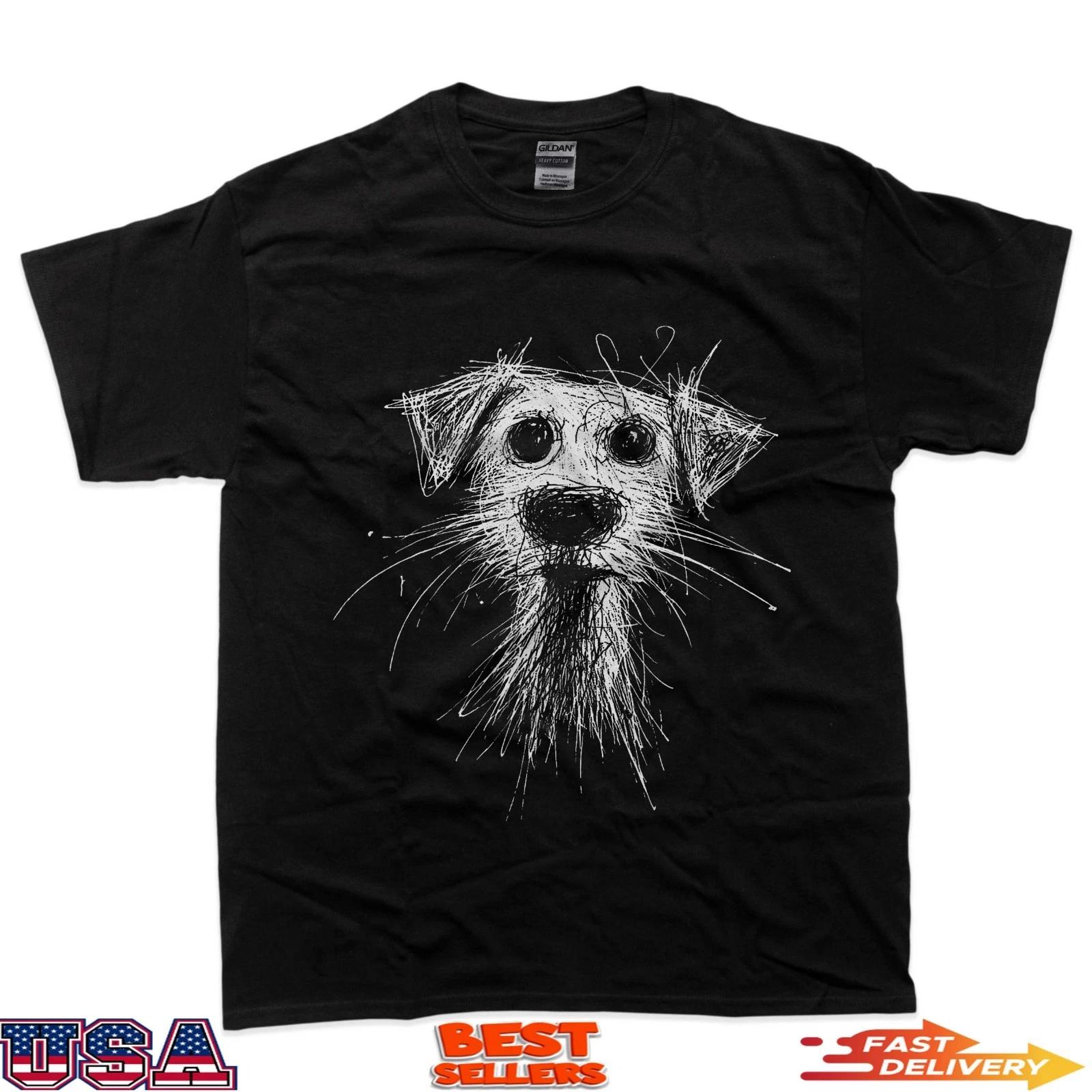 

Abstract Scribble Puppy Drawing For Dog Lovers T-Shirt L