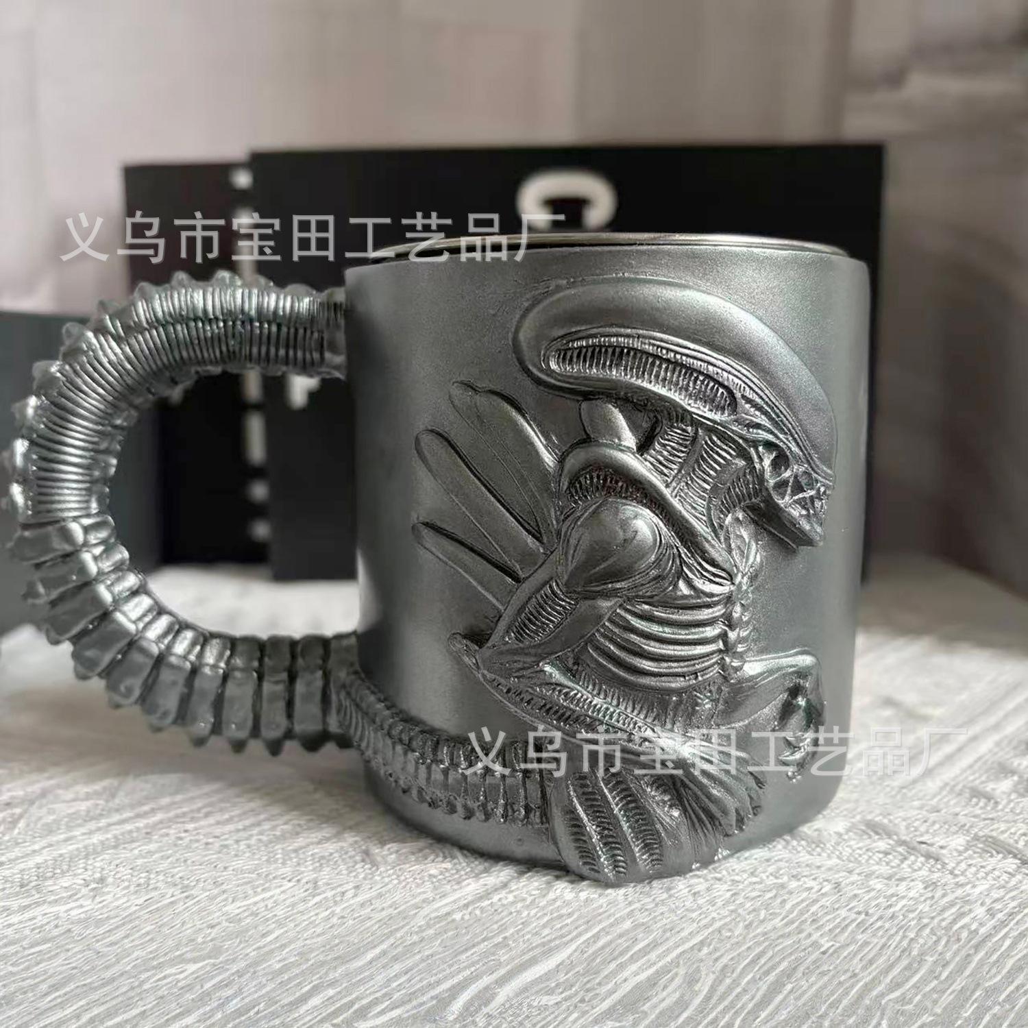 New Resin Statue Xenomorph Mug Special Shaped Mug Flat 3D Effect Special Shaped Coffee Mug
